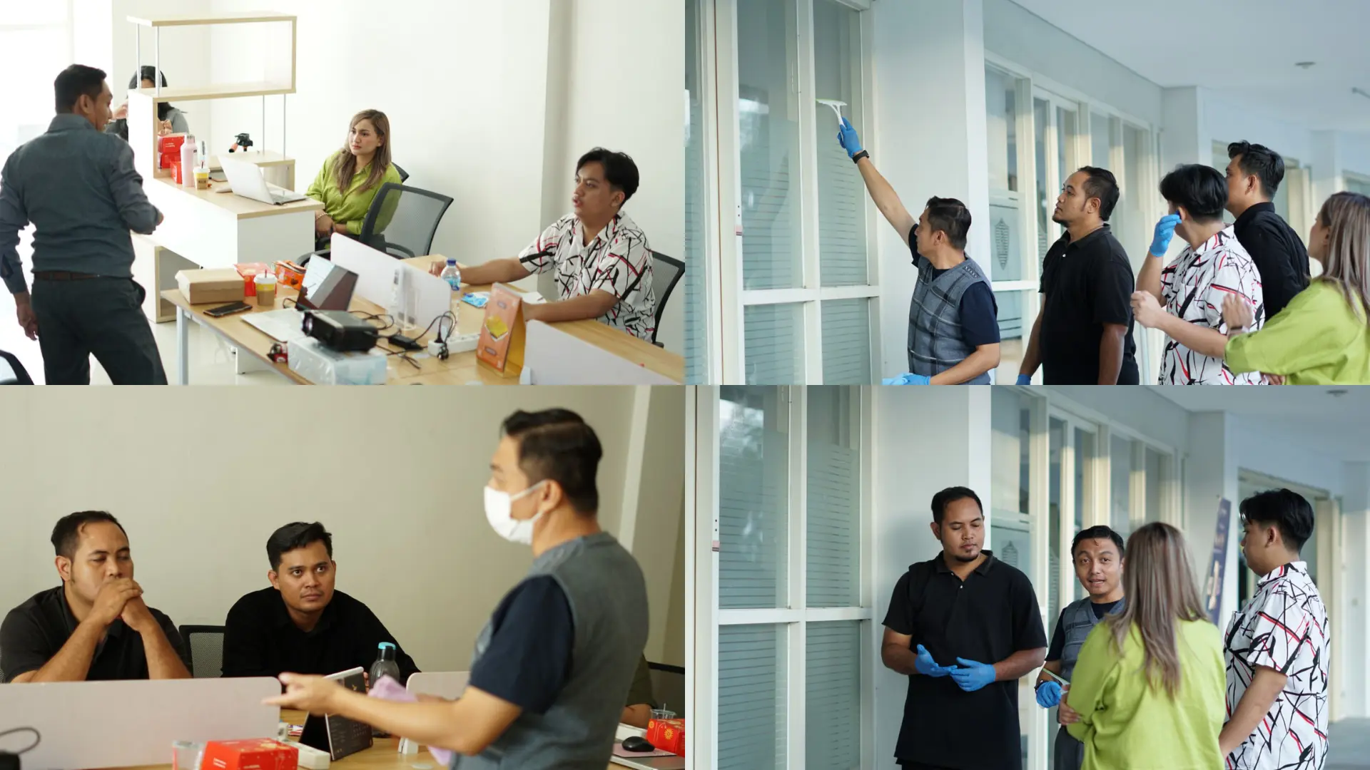 Suasana pelatihan cleaning service profesional di Manado mengajarkan teknik pembersihan kaca gedung