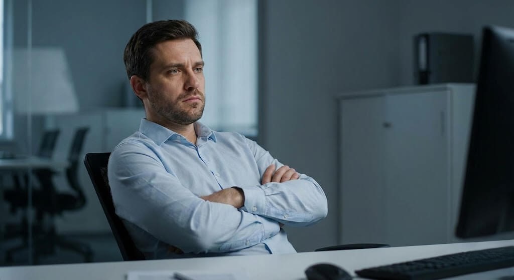 Staf kantor bosan menyilangkan tangan