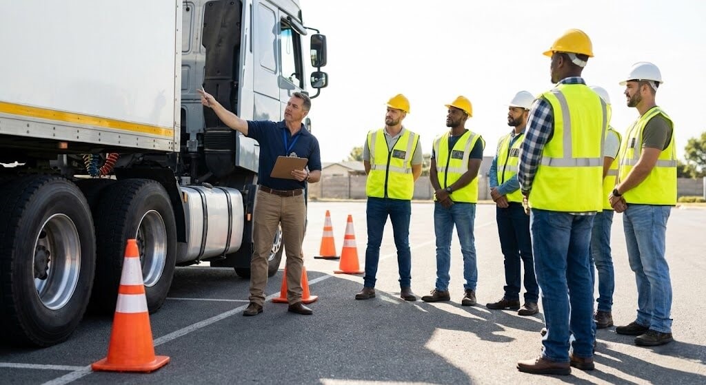 Suasana training safety driver di lapangan