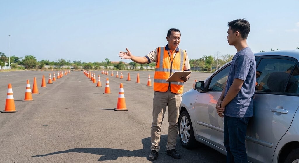 Praktik lapangan training defensive driving untuk perusahaan guna meningkatkan skill keselamatan pengemudi